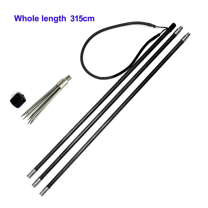 225/315cm  Paralyzer Tip Carbon Fiber Travel Pole Spear Hand Spear Removable Polespear Fish Harpoon Diving Spear - Spearfishing factory