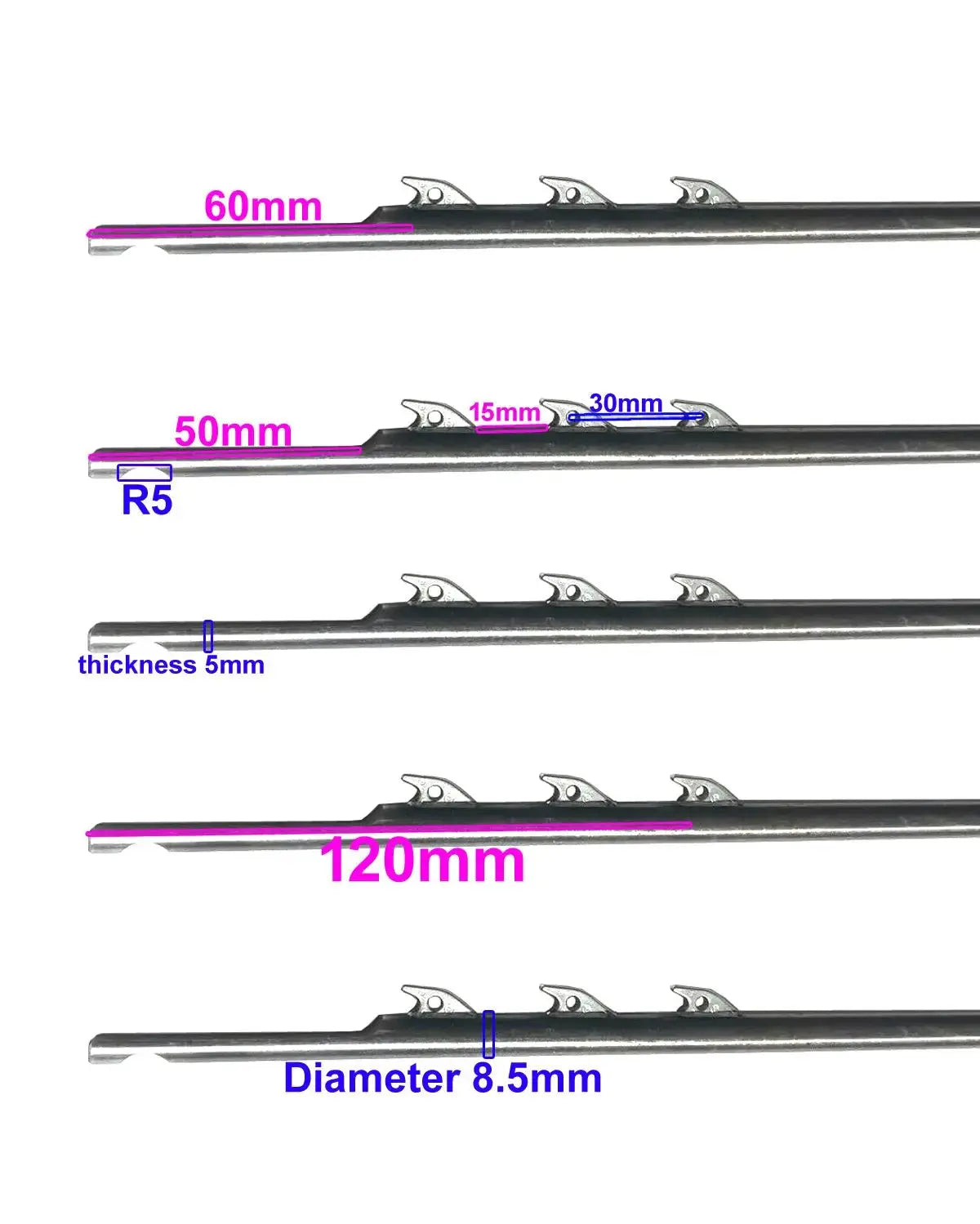 8.5mm Speargun shaft Shark Fin Spear Shaft 100cm To 200cm Spearfishing Harpoon 17-4PH Stainless Steel Diving Fishgun Speargun Shafts - Spearfishing factory