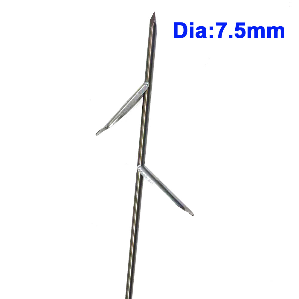 7.5mm 17-4 Stainless Steel Spearfishing Spear Shaft with Double Flopper Round/Tricut Spearfish Tip Spear Rod for Spearos