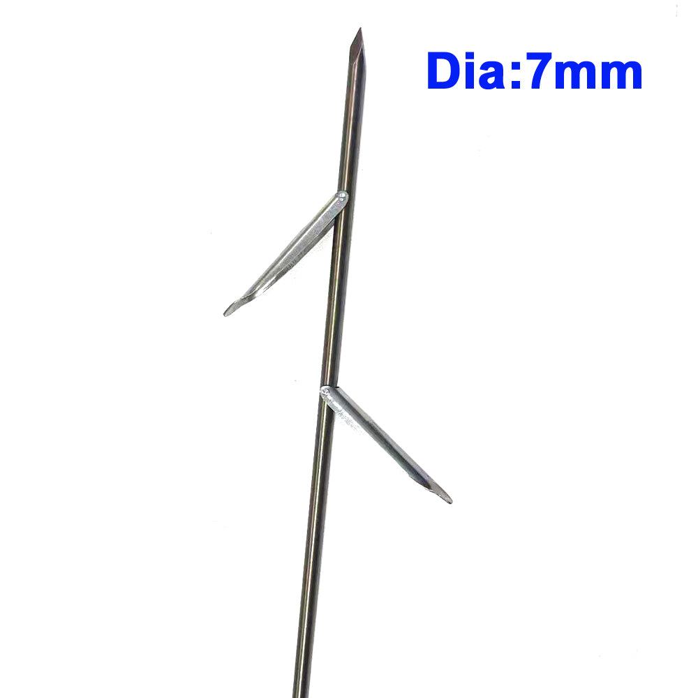 Double Flopper 7mm Customised 17-4 Stainless Steel Diving Spear OMER Spearfishing Shaft Rod with Tricut Tip or Pencil Point
