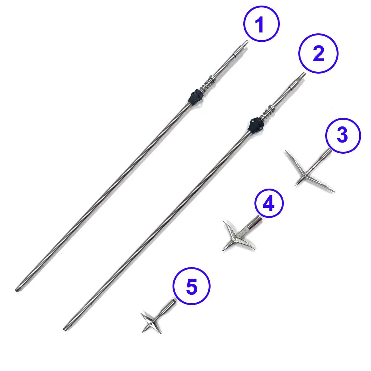 One Piece 56cm 8mm Air Spear Stainless Steel Sharpshooter Pneumatic Shaft for Spearfishing Double Bards - Omer Spearfishing factory