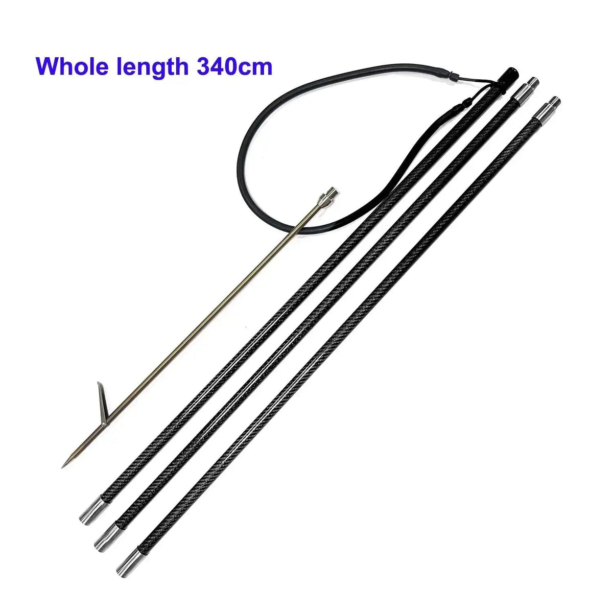 Travel Pole Spear 260/350cm Carbon Harpoon Pole Spear Hand Fishing Fork Gig Adjustable with Stainless Steel Tip - Omer Spearfishing factory
